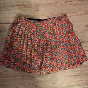 Zara Red Zebra-Pattern Pleated Skort